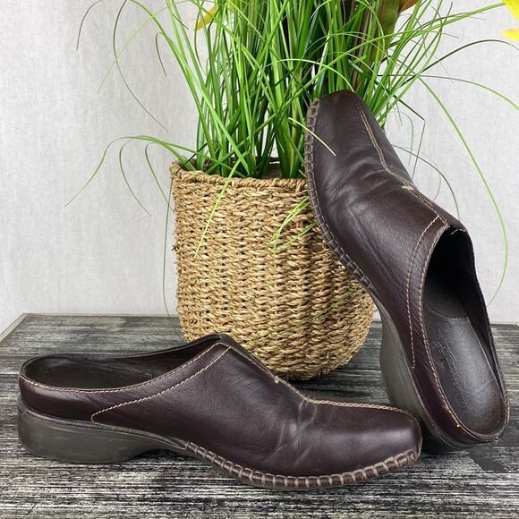 Timberland Brown Leather Slip On Mule Clog Shoe 9 - Picture 2 of 9